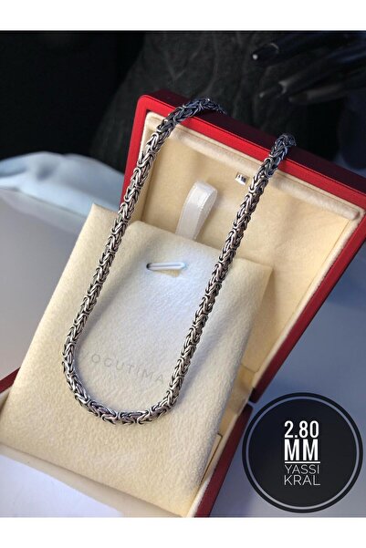 GWOMA 2.8mm Yassı Ezme Kral Model 925 Ayar Gümüş Erkek Kolye • Işıklı Kutuda ...