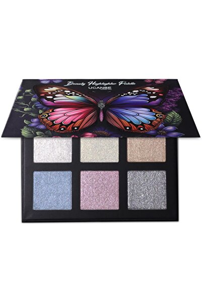 Ucanbe لوحة مكياج Beauty Highlighter - 6 ألوان لوحة مكياج بودرة لامعة باللون ...