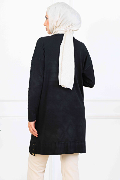 benguen Μοτίβο στο μανίκι Mercerized Tunic K5012 Μαύρο