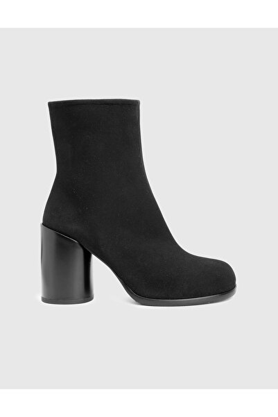 İLVİ Rabit Hakiki Süet Deri Siyah Kadın Topuklu Bot