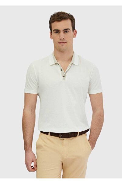 Ramsey Tricou Ecru cu gât polo simplu 100% bumbac