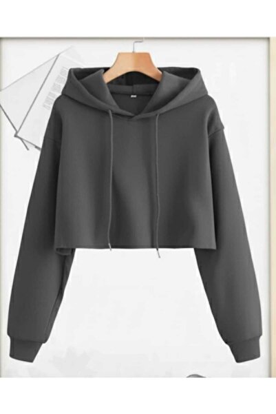 blackbonds kapusonlu kadın crop sweatshırt