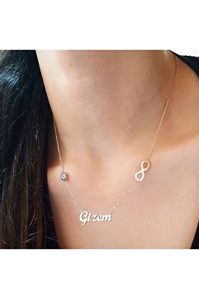 GWOMA Kadın Gümüş Kolye - Gizem Yazılı Sonsuzluk V Göz Boncuk Detay • Sevgili...