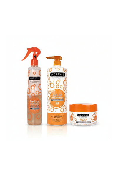 Morfose Argan Hair Care Kit: 1000ml Shampoo, 500ml Mask & 400ml Dual-Phase Conditioner