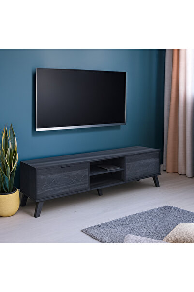 NZONE STORE طاولة تلفاز خشبية بتصميم عصري أنيق باللون الكحلي