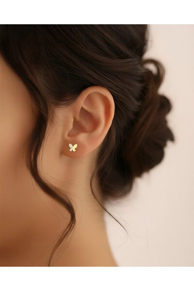 İNDİGO TAKI Minik Kelebek 14 Ayar Altın Küpe