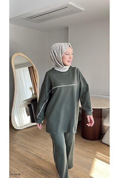 Mihran Butik Olivia Women's Seasonal Combed Cotton Top and Bottom Sports and Comfortable Wear Double Set