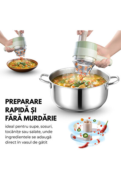 OEM 4 in 1 Electric Portable Chopper, Portable, 2 Blades, 2 Containers, Type-C Power Supply, Green