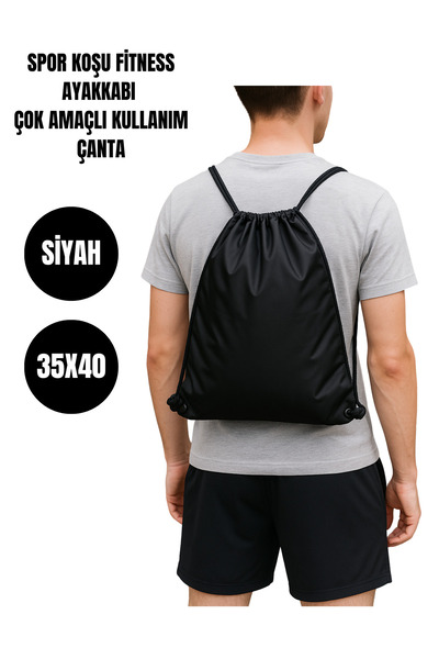 SAĞDIÇ İpli Büzgülü Spor Çantası Fitness Futbol Koşu Ayakkabı Eşya Su Geçirme...