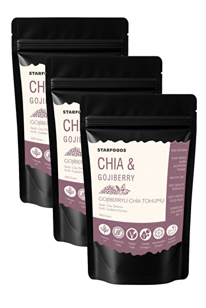 STARFOODS 3 Paket Chia Tohumu & Gojiberry Gojiberryli Chia Tohumu Chia Seeds & Goji Berry