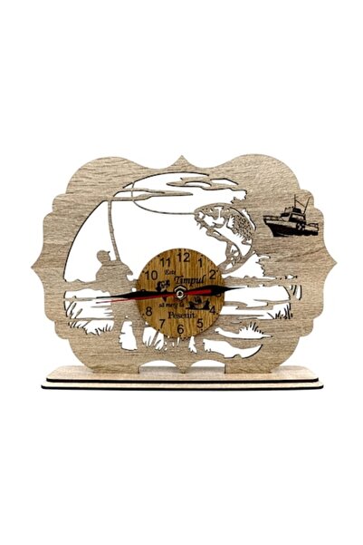 OEM Ceas birou cu mesaj standard pentru Pescari "Este timpul sa merg la pescuit!",30x20cm