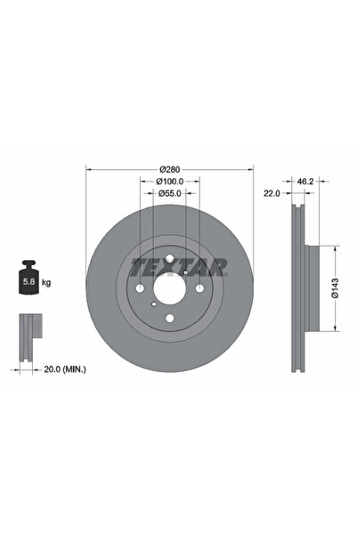 TEXTAR Спирачен диск Toyota Yaris