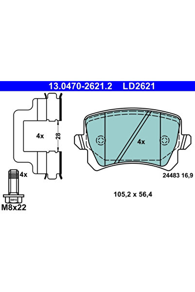 Ate Set Placute Frana Frana Disc Vw Golf 6/Passat B6/Passat B7