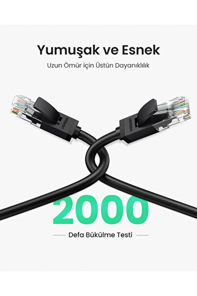Ugreen Cat 6 UTP LAN Ethernet Kablosu 0.5 Metre, Siyah, 20158