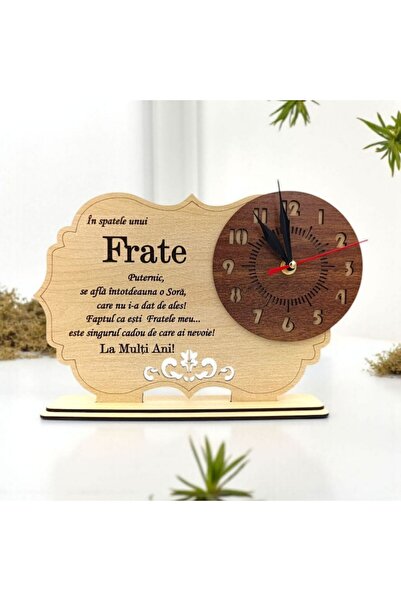 OEM Personalized wooden clock with custom message - Brother model 2, 30 cm, cream