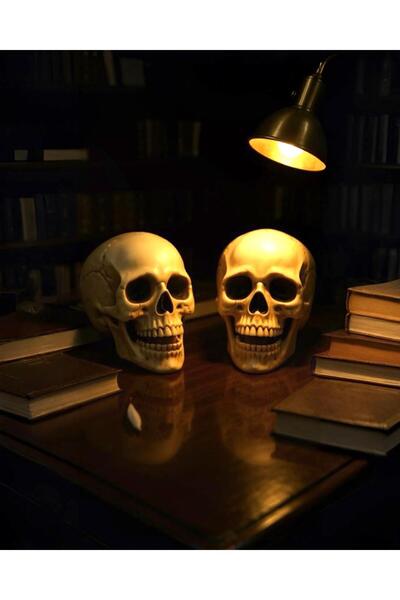 Cadılar Bayramı Halloween İskelet Kuru Kafa Dekor Süs 10 cm 2li