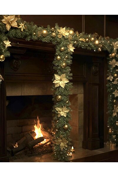 PARTİ SEPETİ Yılbaşı Kendinden Süslü Hazır Çam Garland 230 cm 300 Dallı