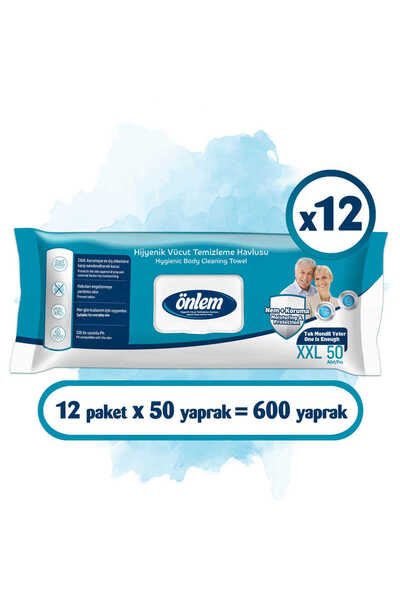 ÖNLEM Hijyenik Vücut Temizleme Havlusu XXL 50 li x 12 Adet
