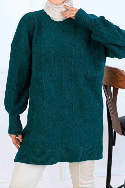 benguen Πλεκτό με σχέδιο Tunik K6003 Emerald Green