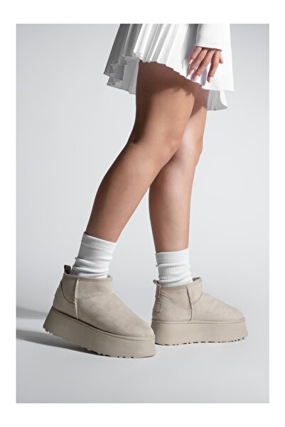 ayhnshoes Γυναικεία μποτάκια με χοντρή σόλα με γούνα Tefis