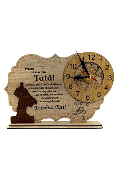OEM Decorative wooden clock - Gift for father - Superhero design with touching message - 30 x20cm