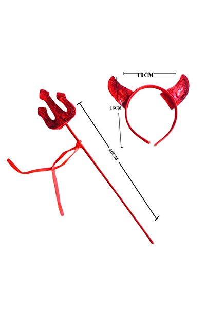 OEM 2-piece costume set for carnival or Halloween, headband with horns and trident, MAS-204