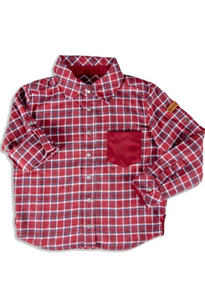 Ozmoz By Mukadder Özden Cotton Gingham Plaid Winter Boys' Shirt Red