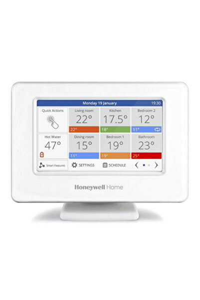 Honeywell Home Kit termostat de ambient si 3 capete termostat smart pentru calorifer Honeywell Home, Wi-Fi, cont...