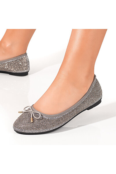 BMoD Balerini gri pentru femei cu fundă MOD09960