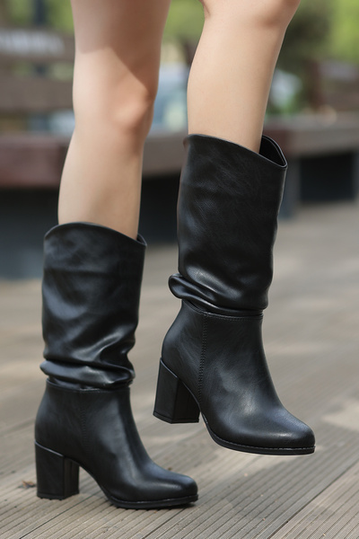 kajal ayakkabı حذاء ليزا ذو الكعب السميك ذو الطيات