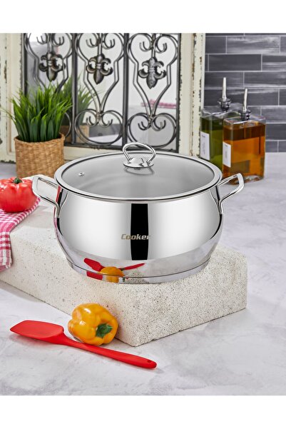 Cooker Lara 26 cm Stainless Steel Deep Pot with Glass Lid