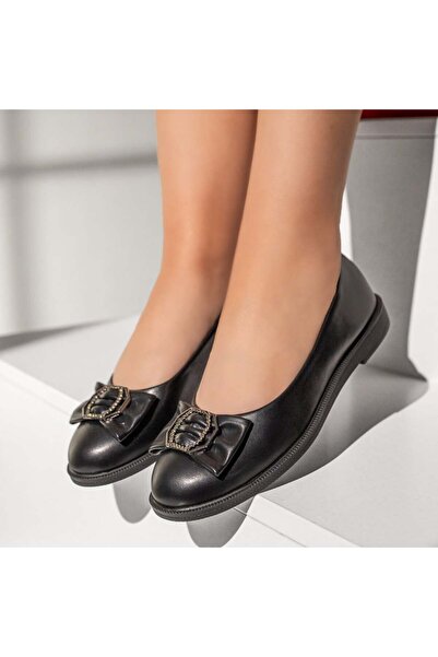 BMoD Balerini negri pentru femei cu detaliu decorativ MOD11010