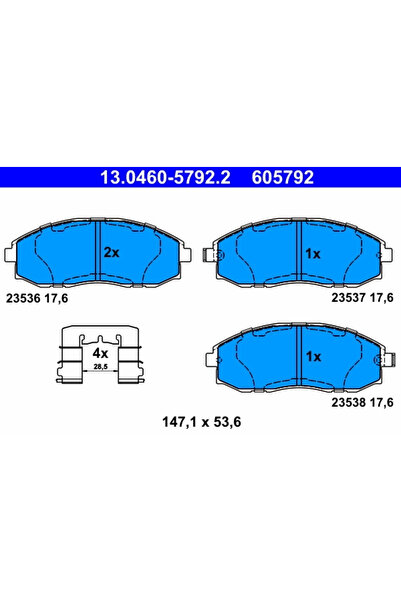 Ate Set Placute Frana Frana Disc Hyundai H-1 / Starex Bus/H-1 Caroserie/H-1 P...