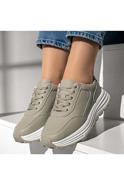 BMoD Pantofi sport din piele verzi cu șireturi pentru femei MOD12976