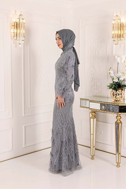 RUVİTA Taş İşlemeli Tüy Detaylı Abiye 07