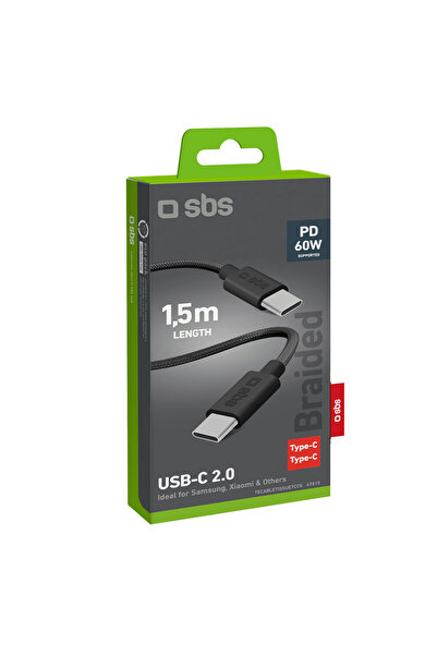 Other Kabel przewód w oplocie USB-C 60W 1.5m - czarny