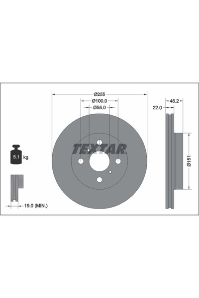 TEXTAR Brake Disc Toyota Aqua 2/Yaris 2020-2021