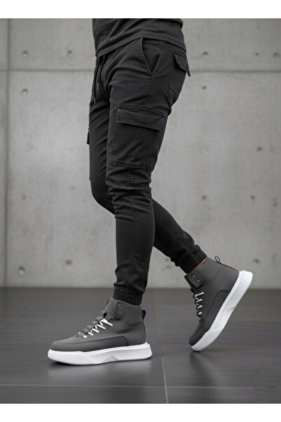 EBRUS TREND Et0321 Hidden Lace Men's Smoked White Sole Sports Boots