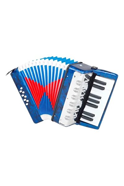 KlaussTech Acordeon cu 17 clape și 8 butoane, jucărie bas, albastru deschis, ...