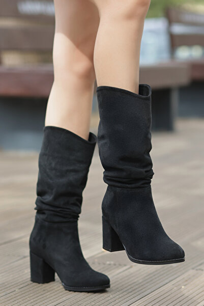 kajal ayakkabı LİSA Kalın Topuklu Körüklü Çizme