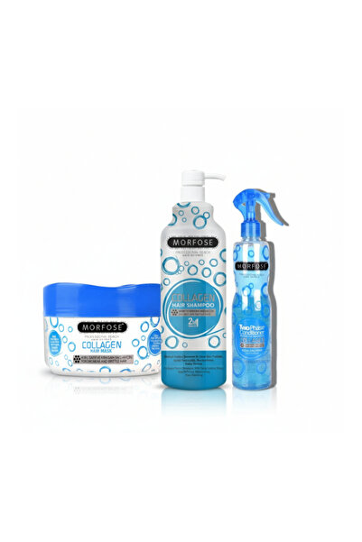 Morfose Collagen Hair Care Kit: 1000ml Shampoo, 500ml Mask & 400ml Dual-Phase Conditioner