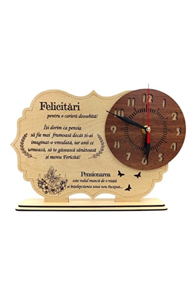 OEM Personalized wooden clock with personalized message, gift for retiree, model 2 – 30x20 cm, cream