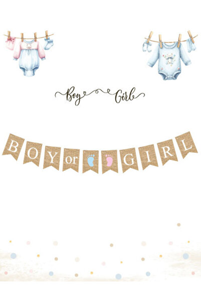 kidspartim Υφασμάτινο χαρτί εμφάνισης φύλου αγοριού και κοριτσιού από ύφασμα ...