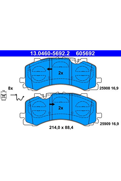 Ate Set Placute Frana,Frana Disc 13.0460-5692.2 Audi A6 Allroad C8/A6 C8/A6 C...