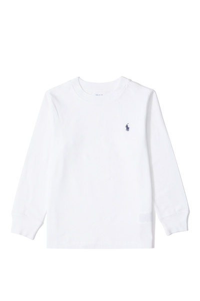 Polo Ralph Lauren White Logo Boys' Long Sleeve T-Shirt