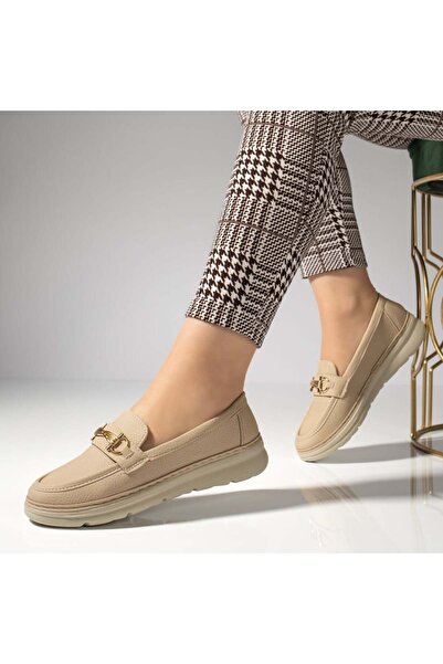 Modlet.ro Γυναικεία μπεζ loafers MOD13270