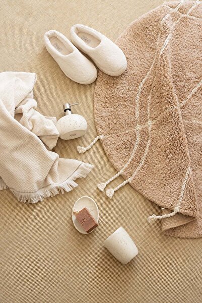 İrya Στρογγυλό χαλάκι μπάνιου Travertine 100% βαμβάκι 100x100 καφέ