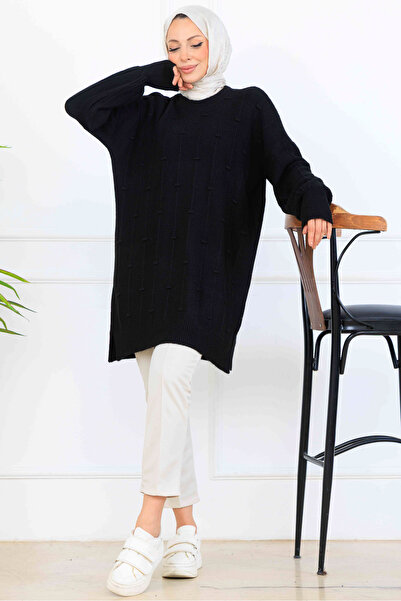 benguen Πλεκτό με σχέδιο Tunik K6003 Μαύρο
