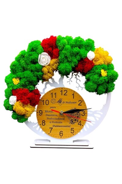 OEM Ceas decorativ copacul vietii decorat cu licheni, personalizat cu mesaj s...