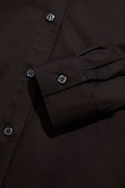 W Collection SİYAH JAKARLI KAÇIK YAKA GÖMLEK